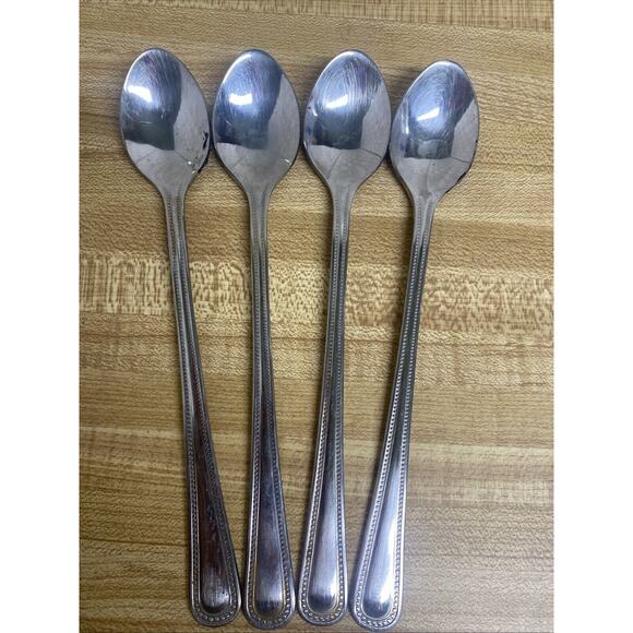 Vintage Delco PRIMA 3309 STAINLESS Steel Ice Tea Spoons Set (4) 7.25” Long - Picture 1 of 5